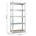 REGAŁ MAGAZYNOWY 180X90X30 CM STAL GALWANIZOWANA 5 PÓŁEK 875 KG MODERNHOME