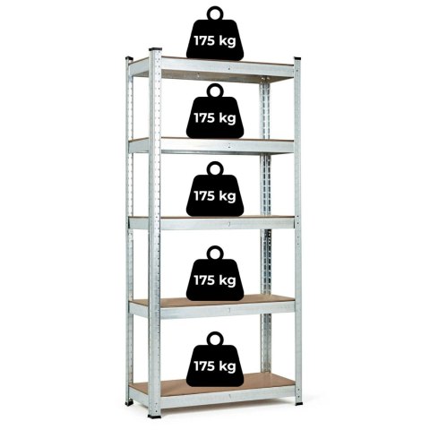 REGAŁ MAGAZYNOWY 180X90X40 CM STAL GALWANIZOWANA 5 PÓŁEK 875 KG MODERNHOME