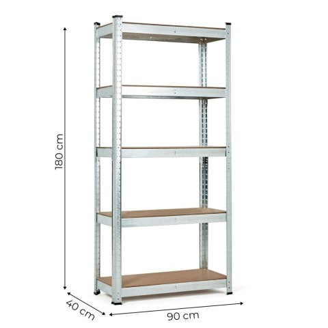REGAŁ MAGAZYNOWY 180X90X40 CM STAL GALWANIZOWANA 5 PÓŁEK 875 KG MODERNHOME