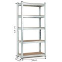 REGAŁ MAGAZYNOWY 205X120X45 CM STAL GALWANIZOWANA 5 PÓŁEK 875 KG MODERNHOME