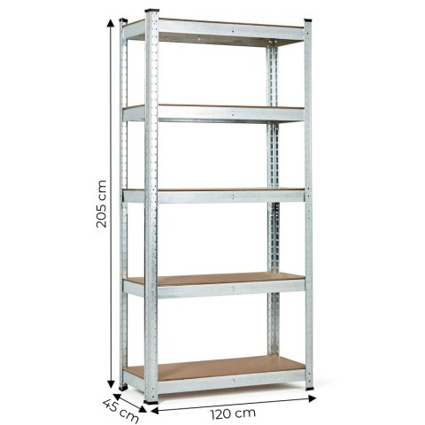REGAŁ MAGAZYNOWY 205X120X45 CM STAL GALWANIZOWANA 5 PÓŁEK 875 KG MODERNHOME