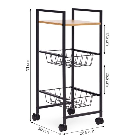 REGAŁ MOBILNY SZAFKA Z 2 KOSZAMI I PÓŁKĄ ORGANIZER NA KÓŁKACH MODERNHOME