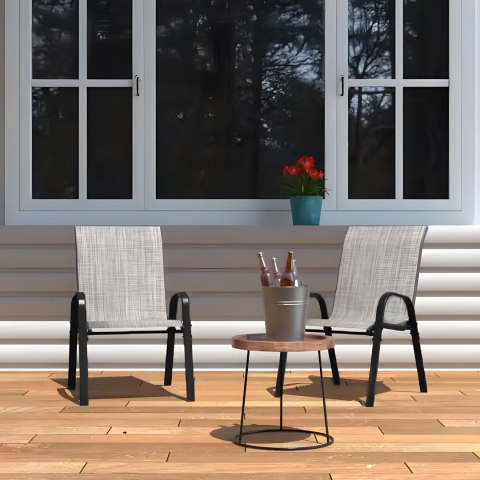 ZESTAW KOMPLET 4 KRZESEŁ OGRODOWYCH NA TARAS BALKON JASNY SZARY MULTIGARDEN