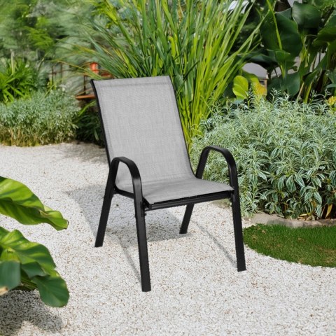 ZESTAW KOMPLET 4 KRZESEŁ OGRODOWYCH NA TARAS BALKON JASNY SZARY MULTIGARDEN