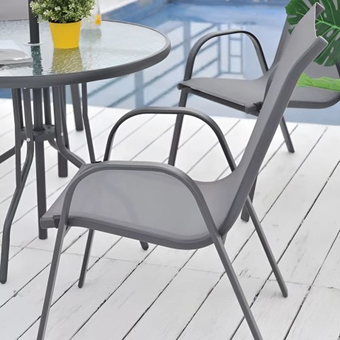 ZESTAW KOMPLET 4 KRZESEŁ OGRODOWYCH NA TARAS BALKON SZARE MULTIGARDEN