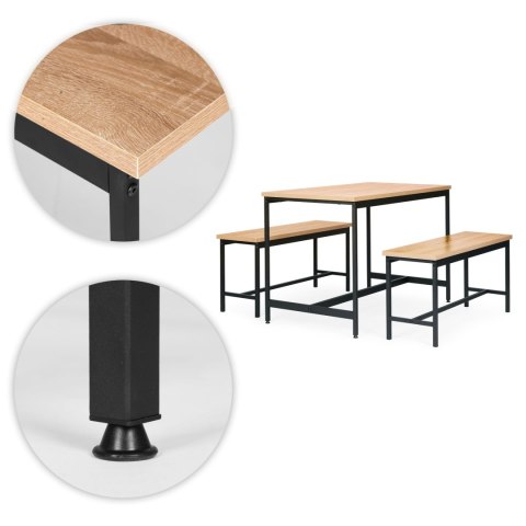 ZESTAW LOFTOWYCH MEBLI DO JADALNI KUCHNI STOLIK 2 ŁAWKI MODERNHOME