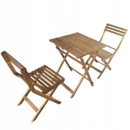ZESTAW MEBLI OGRODOWYCH Z DREWNA AKACJOWEGO - STOLIK I 2 KRZESŁA